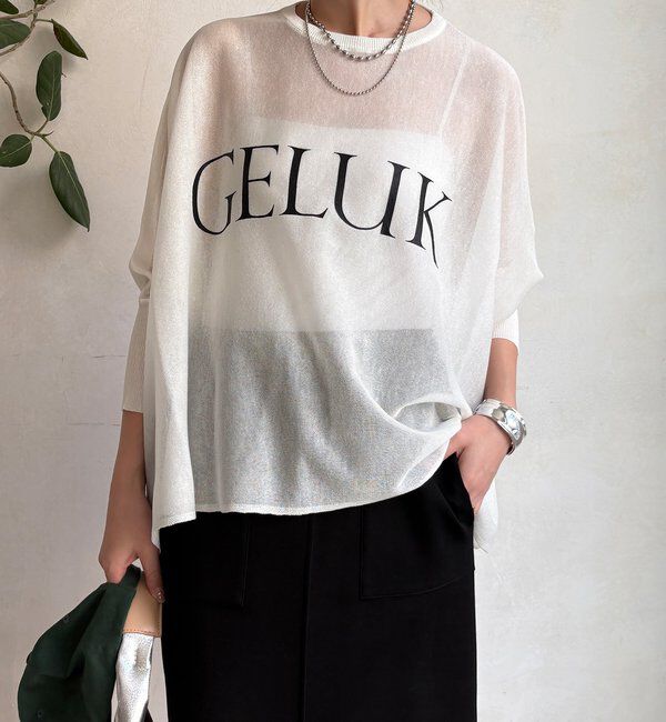  「シアー天竺ロゴポンチョニット」|ニット・セーター|