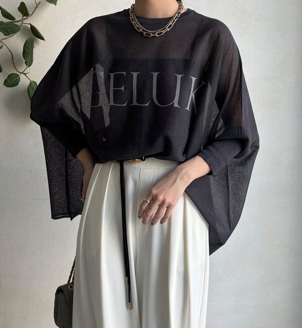  「シアー天竺ロゴポンチョニット」|ニット・セーター|