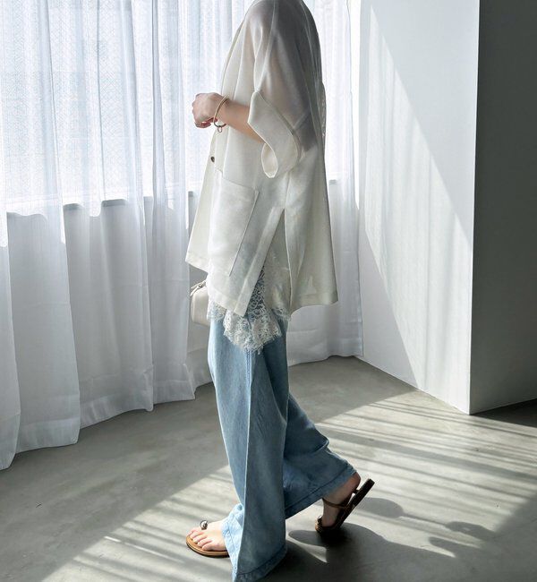  「GOLD1つボタンメッシュ半袖ジャケット」|テーラードジャケット|