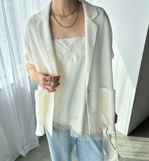  「GOLD1つボタンメッシュ半袖ジャケット」|テーラードジャケット|