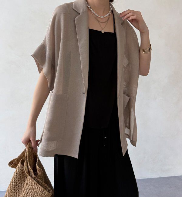  「GOLD1つボタンメッシュ半袖ジャケット」|テーラードジャケット|