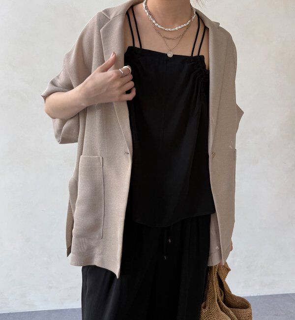  「GOLD1つボタンメッシュ半袖ジャケット」|テーラードジャケット|