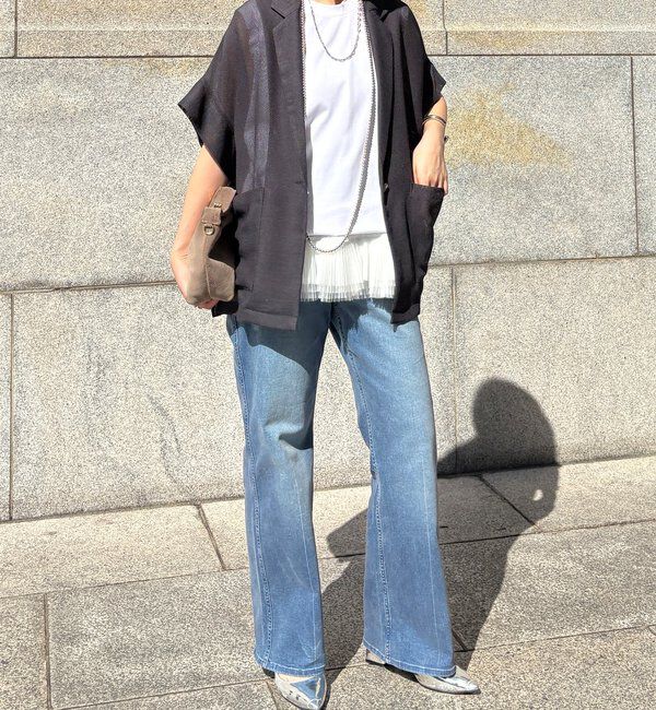  「GOLD1つボタンメッシュ半袖ジャケット」|テーラードジャケット|