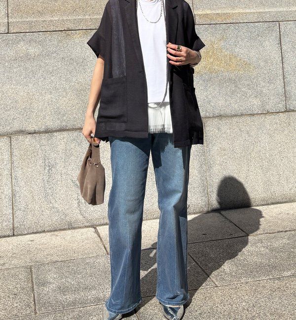  「GOLD1つボタンメッシュ半袖ジャケット」|テーラードジャケット|