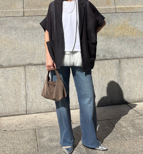  「GOLD1つボタンメッシュ半袖ジャケット」|テーラードジャケット|