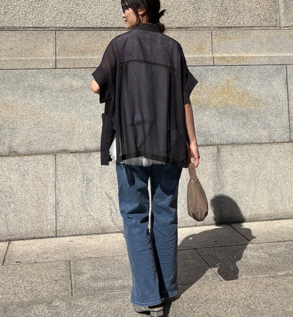  「GOLD1つボタンメッシュ半袖ジャケット」|テーラードジャケット|