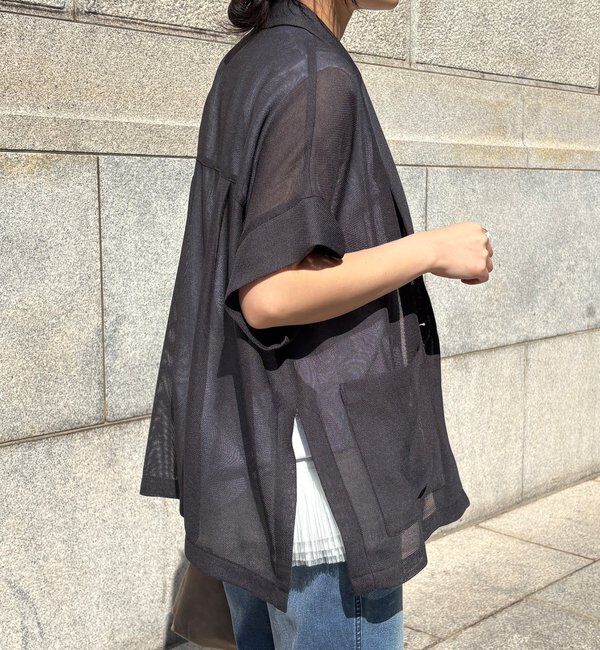  「GOLD1つボタンメッシュ半袖ジャケット」|テーラードジャケット|