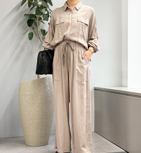  「【セットアップ可能】ガーメントダイワイドパンツ」|チノ|