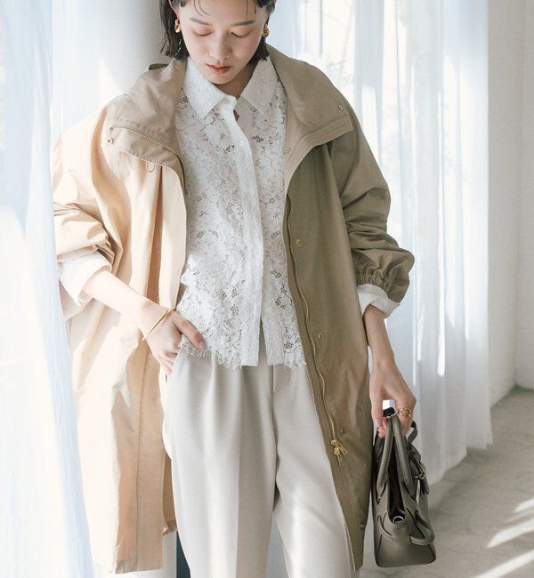  「【花粉ガード・撥水加工・UVカット機能】ドルマンフーディライトコート」|その他|ベージュ