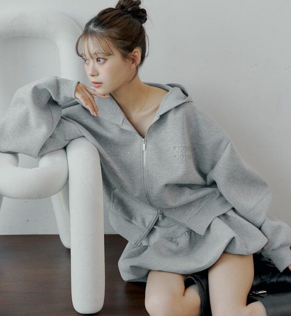  「【セットアップ対応】Wジップボリュームスリーブフードパーカー」|パーカー|グレーその他2