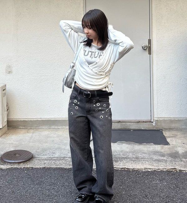  「スタッズリブカシュクールフーディ」|パーカー|