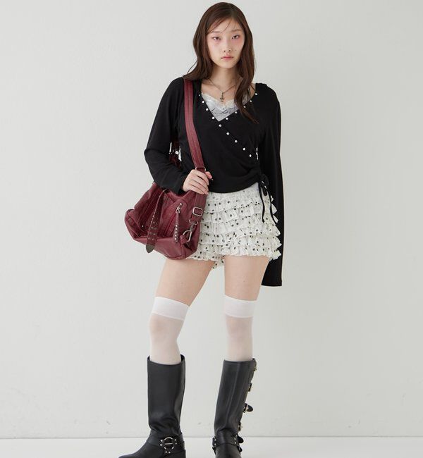  「スタッズリブカシュクールフーディ」|パーカー|