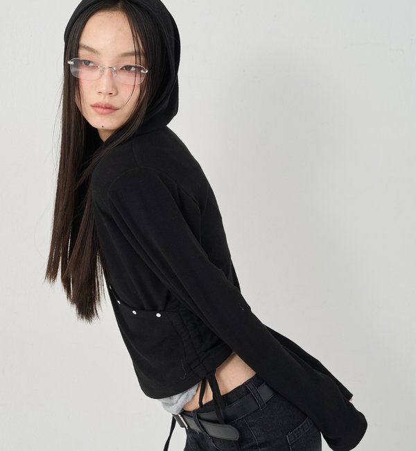  「スタッズリブカシュクールフーディ」|パーカー|