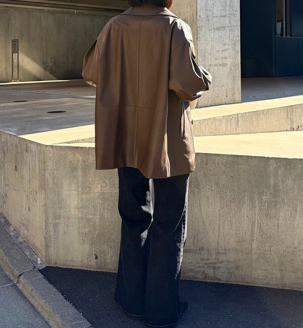  「【サイズ展開あり】レザーミドルコート」|その他|