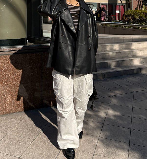  「【サイズ展開あり】レザーミドルコート」|その他|