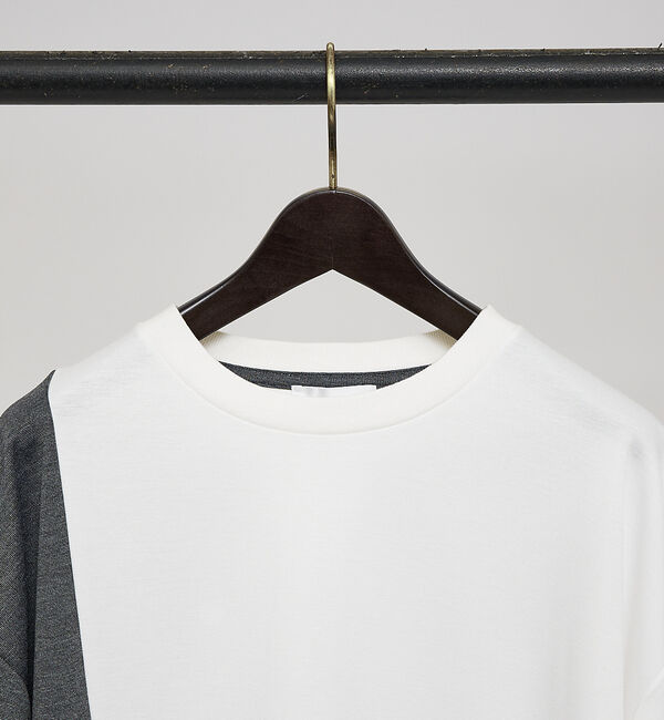 ABAHOUSE「【ウズマキ】アシンメトリー 配色 オーバーサイズ ポンチ Tシャツ」|Tシャツ・カットソー|