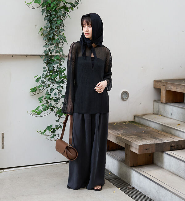 Rouge vif「スキッパー風透かしメッシュニット」|ニット・セーター|