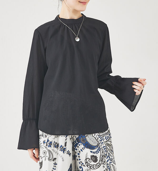 qualite「クレープブラウス」|シャツ・ブラウス|ブラック