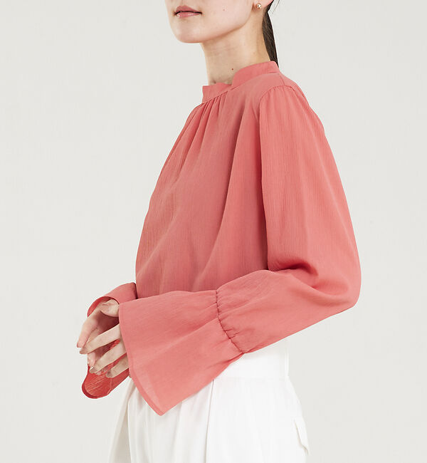 qualite「クレープブラウス」|シャツ・ブラウス|サーモンピンク