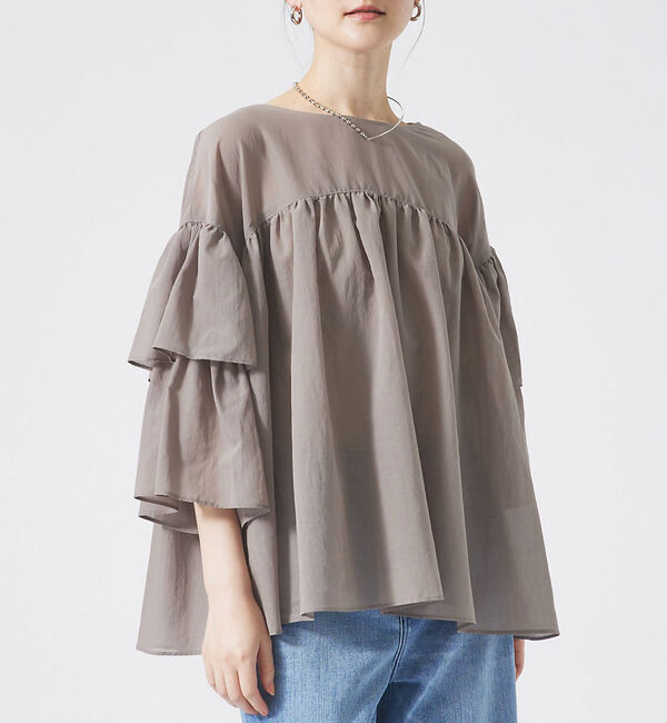 qualite「【2WAY】シフォンフリルブラウス」|シャツ・ブラウス|グレー