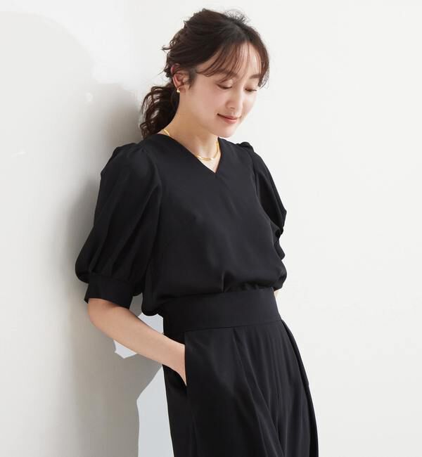 TIARA「Vネックブラウス」|シャツ・ブラウス|ブラック