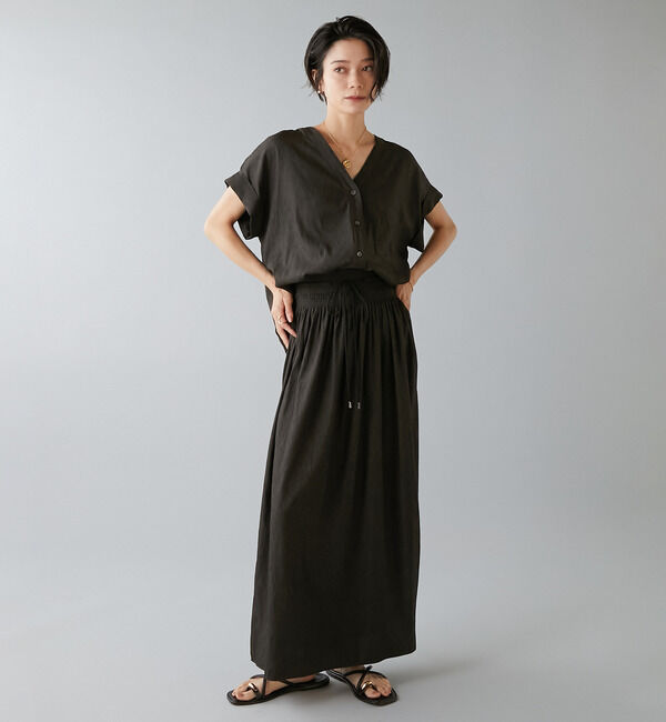 Liesse「フレンチスリーブギャザーブラウス」|シャツ・ブラウス|