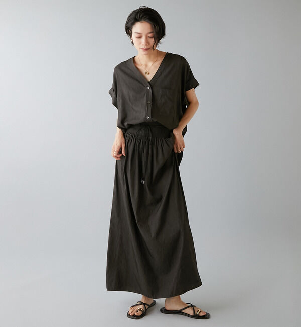 Liesse「フレンチスリーブギャザーブラウス」|シャツ・ブラウス|