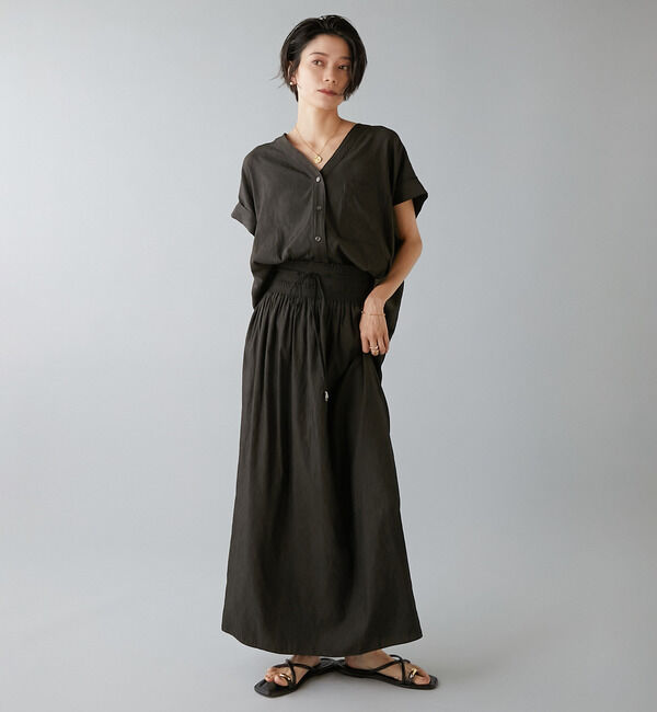 Liesse「フレンチスリーブギャザーブラウス」|シャツ・ブラウス|