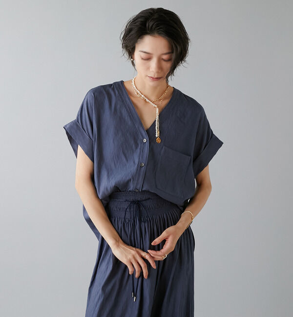 Liesse「フレンチスリーブギャザーブラウス」|シャツ・ブラウス|