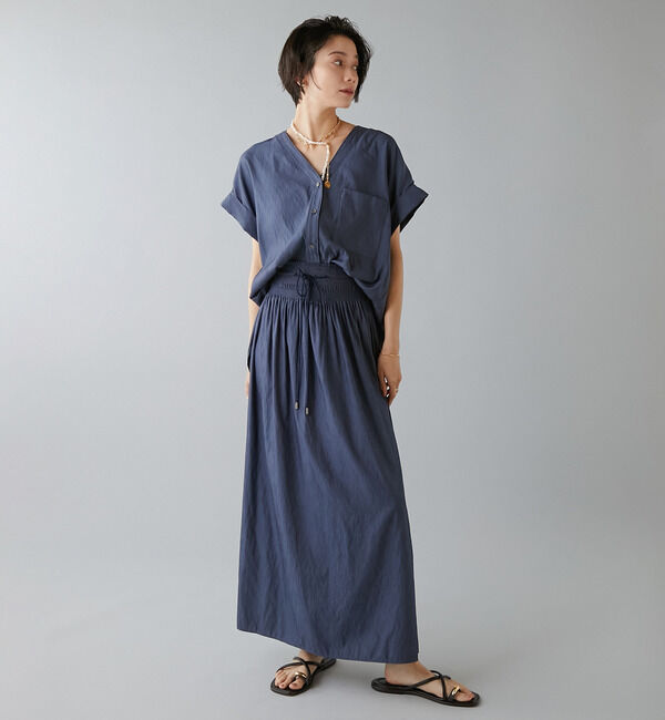 Liesse「フレンチスリーブギャザーブラウス」|シャツ・ブラウス|