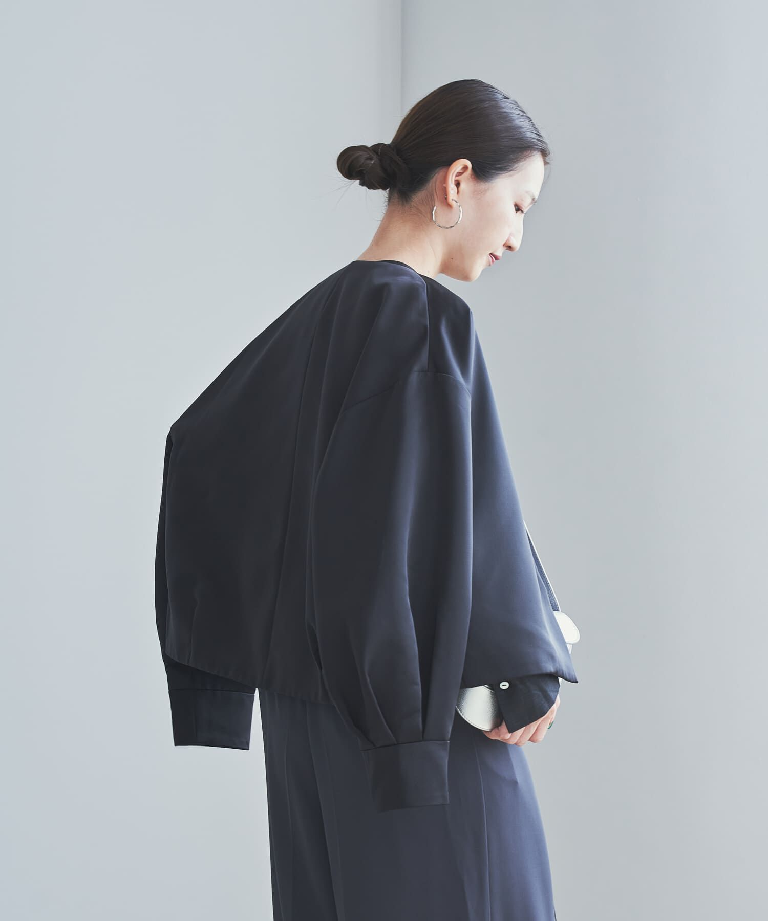 URBAN RESEARCH ROSSO「マットサテンノーカラーブルゾン」|ブルゾン・スタジャン|