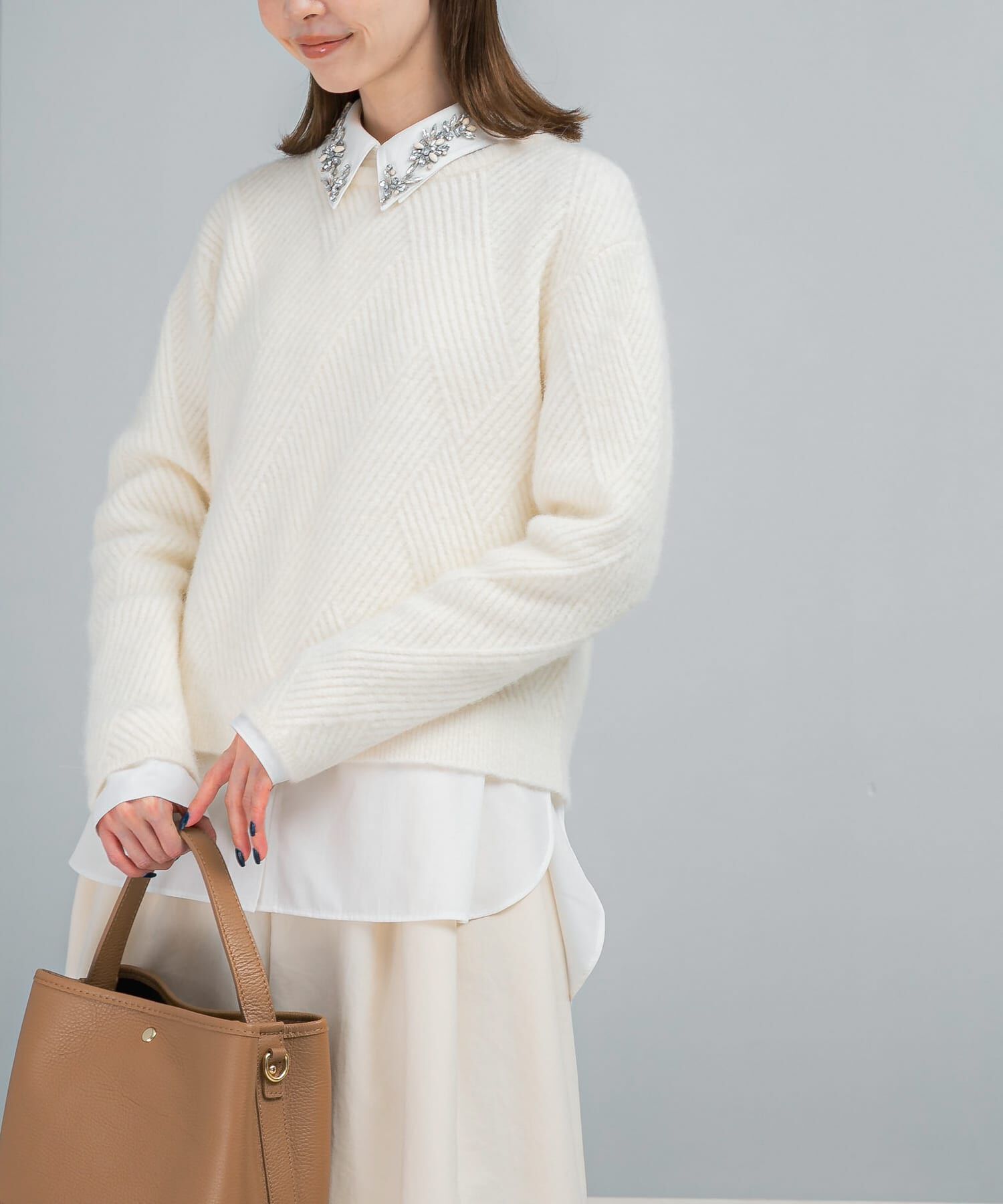 URBAN RESEARCH ROSSO「ダイヤ柄編ラメミックスニット」|ニット・セーター|