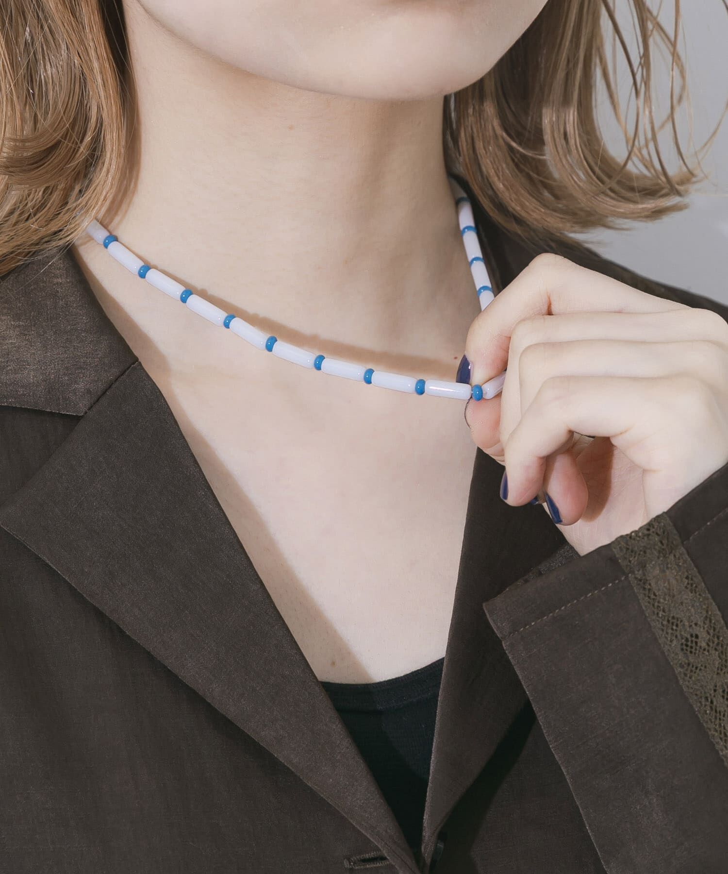 SMELLY「ツートーンビーズネックレス」|ネックレス|