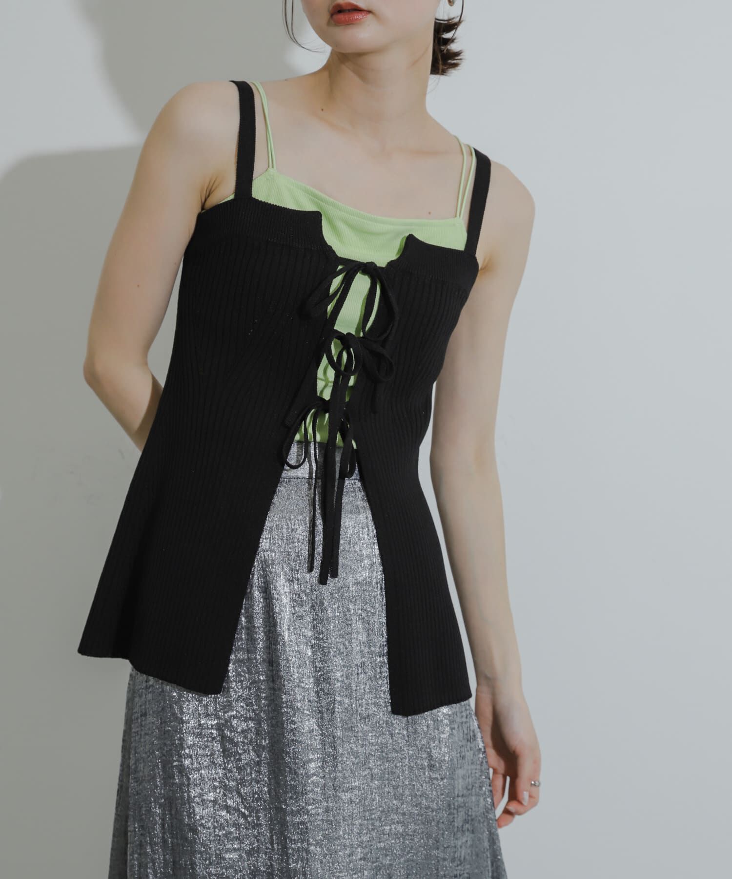 SENSE OF PLACE by URBAN RESEARCH「フロントリボンニットキャミソール」|キャミソール|