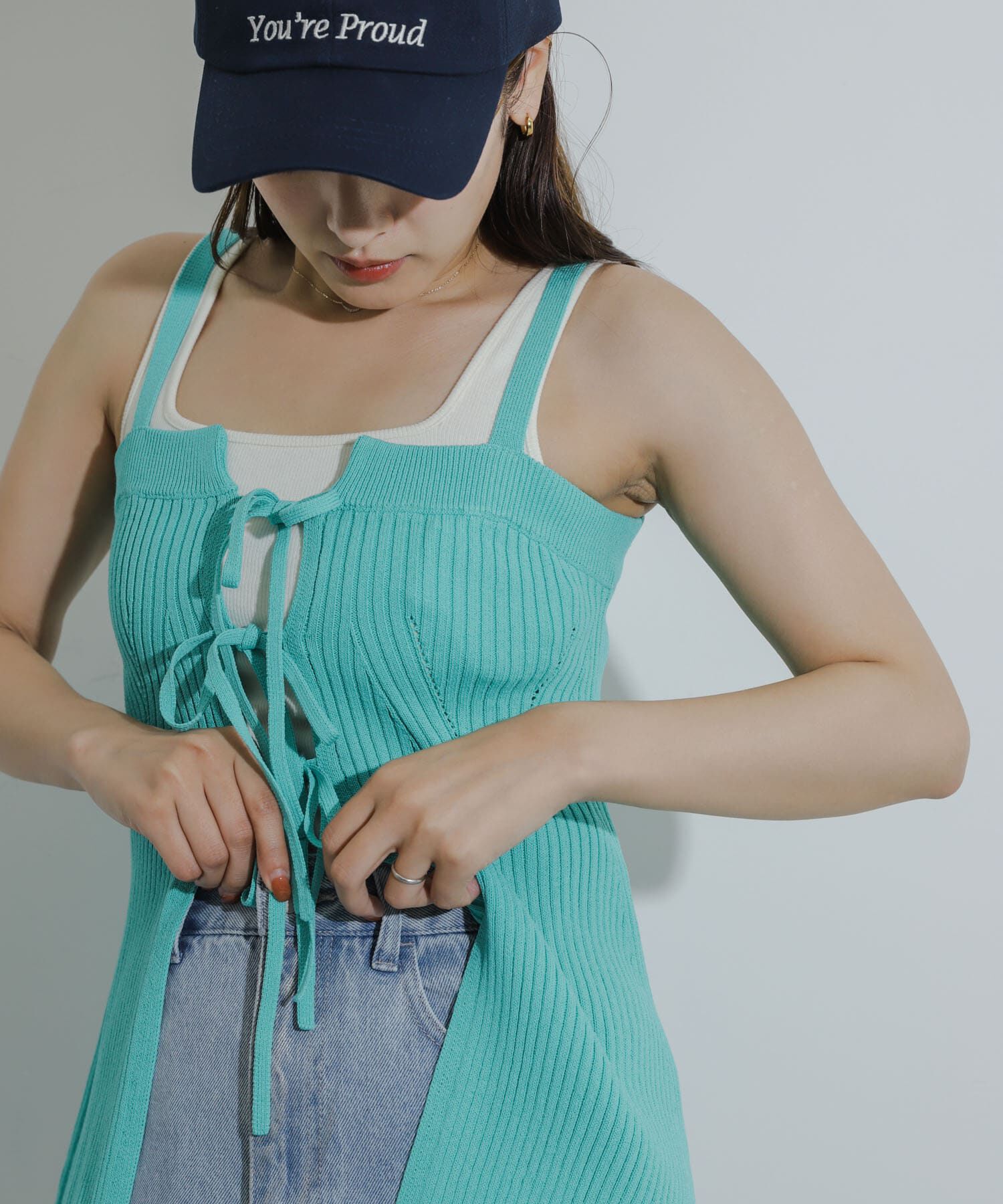 SENSE OF PLACE by URBAN RESEARCH「フロントリボンニットキャミソール」|キャミソール|