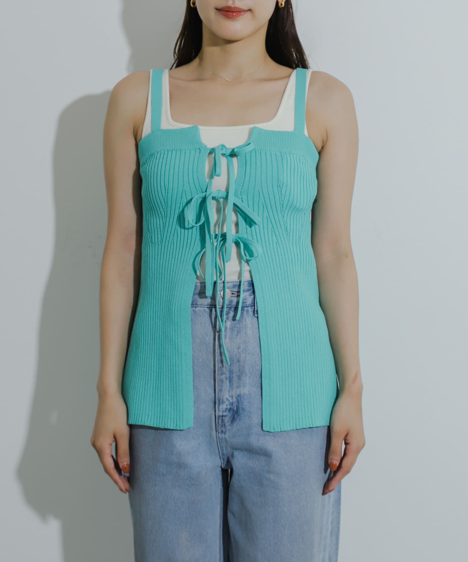 SENSE OF PLACE by URBAN RESEARCH「フロントリボンニットキャミソール」|キャミソール|