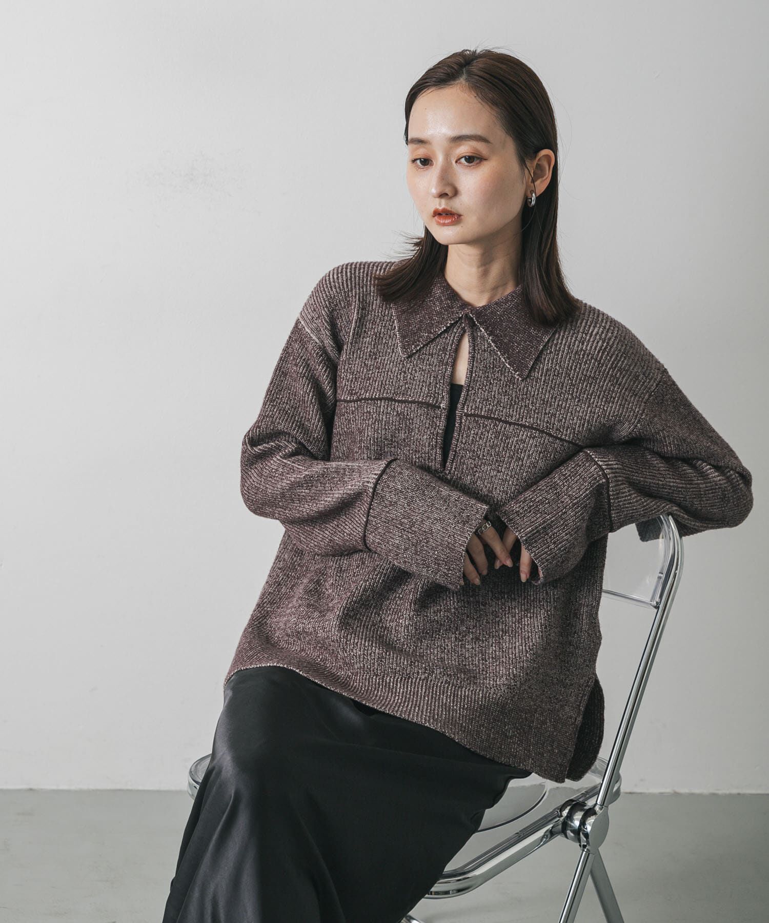 SENSE OF PLACE by URBAN RESEARCH「ルーズフカVネックセーター」|ニット・セーター|ブラウン