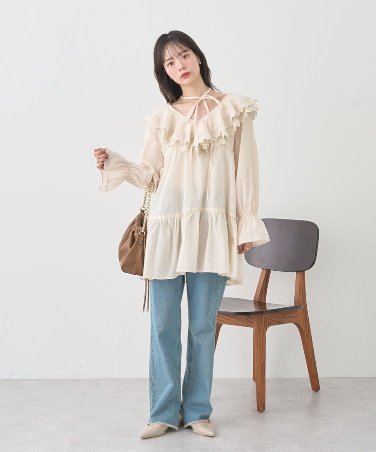 earth music&ecology「カットオフフレアデニムパンツ」|デニム|