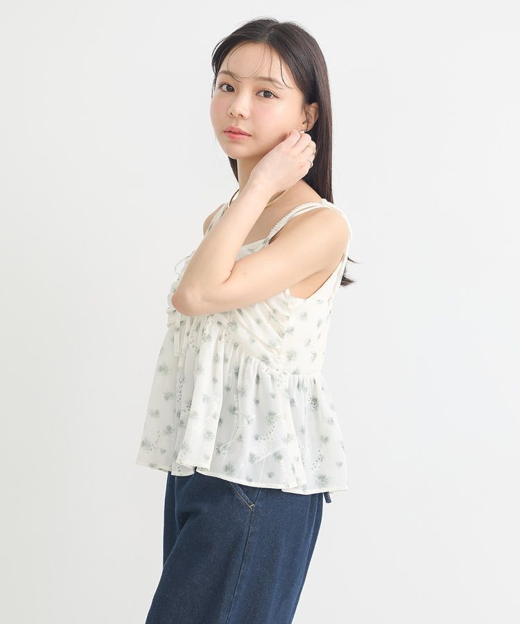 earth music&ecology「花柄ギャザーキャミビスチェ」|ベスト・ジレ|