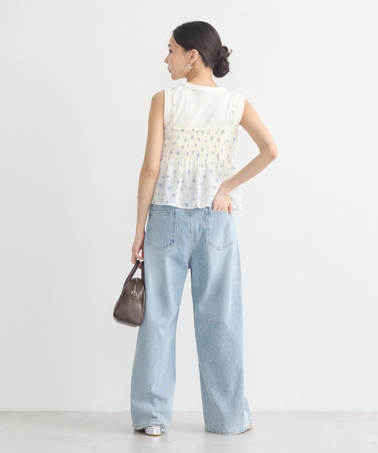 earth music&ecology「花柄ギャザーキャミビスチェ」|ベスト・ジレ|