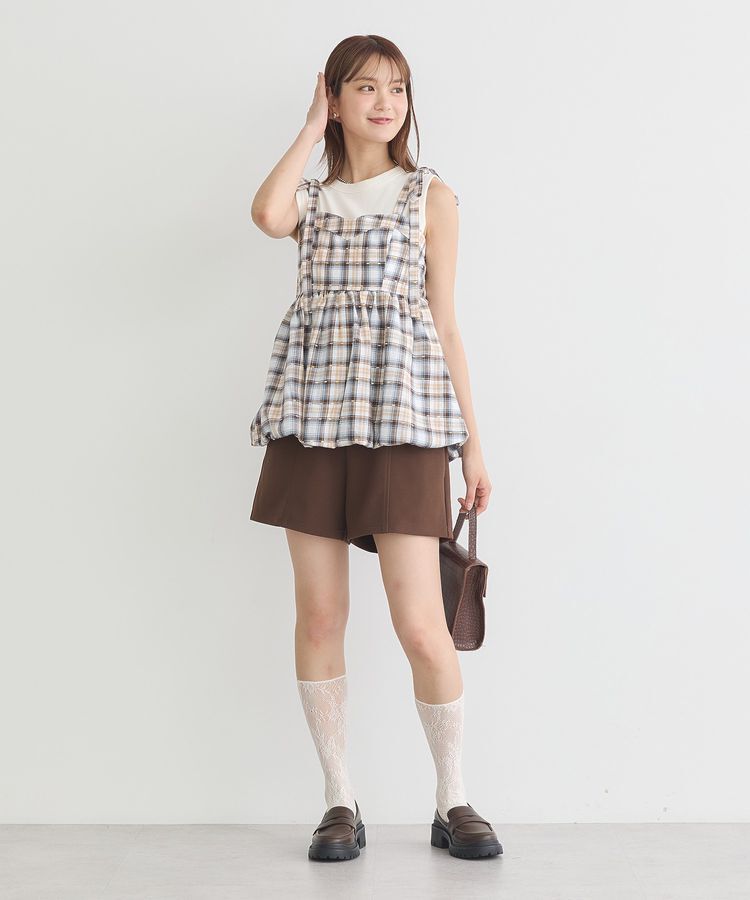 earth music&ecology「チェックパターンバルーンキャミビスチェ」|ベスト・ジレ|