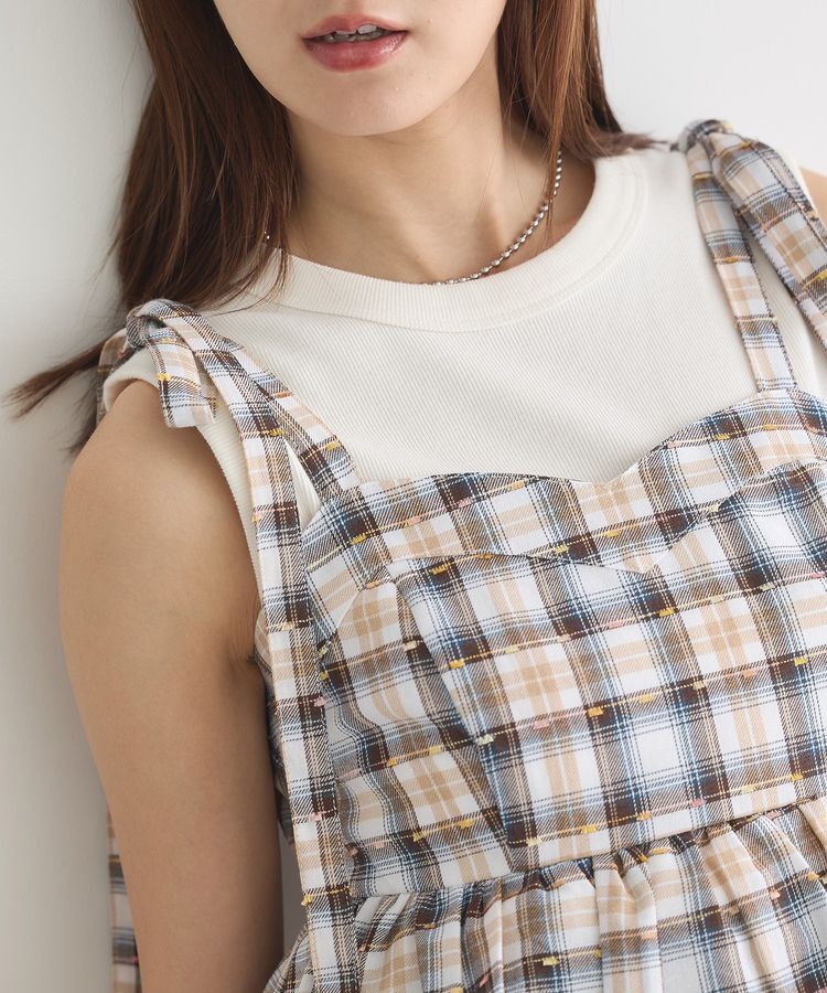 earth music&ecology「チェックパターンバルーンキャミビスチェ」|ベスト・ジレ|