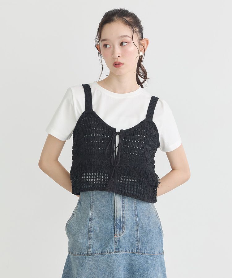 earth music&ecology「フリンジニットビスチェ」|ベスト・ジレ|