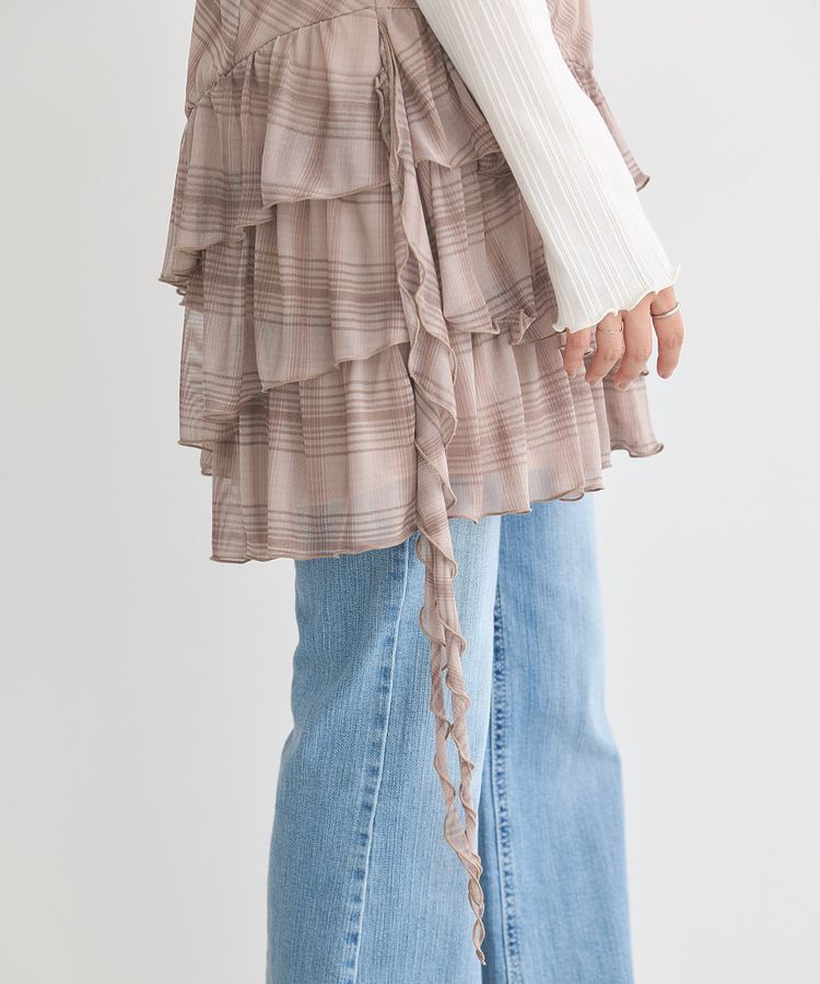 earth music&ecology「フロントリボンチェックミニキャミワンピース」|ワンピース|