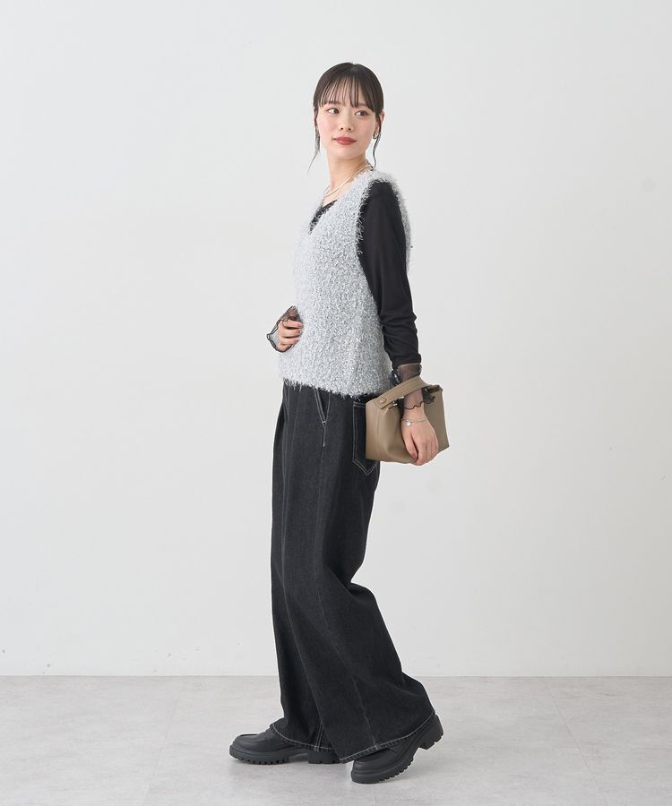 earth music&ecology「ポンポンヤーンベスト」|ベスト・ジレ|