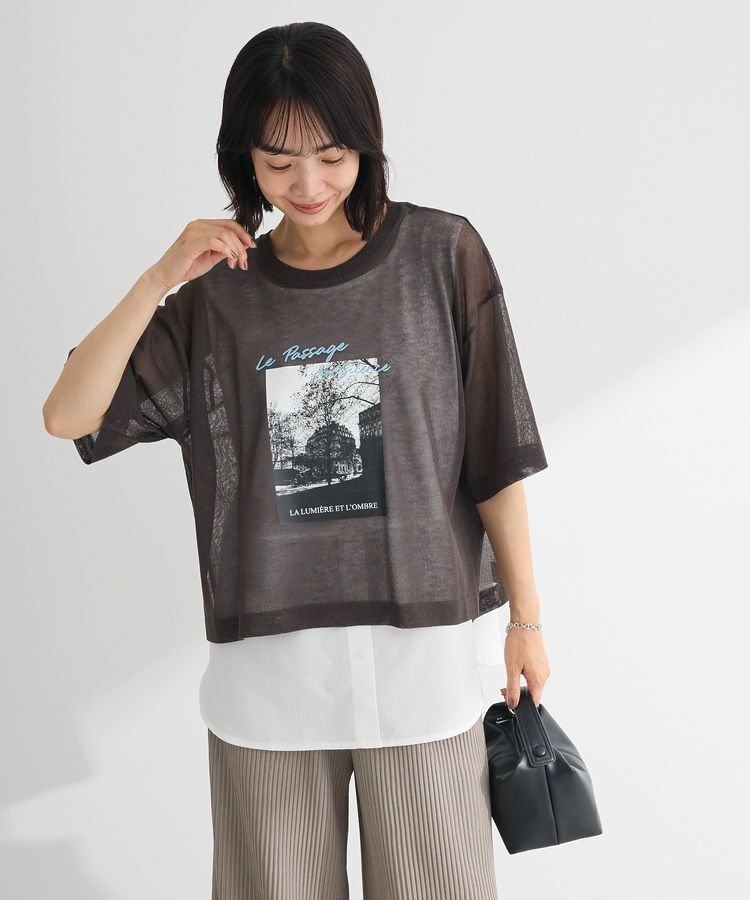 Green Parks「アソートロゴ半袖シアーニットプルオーバー」|ニット・セーター|