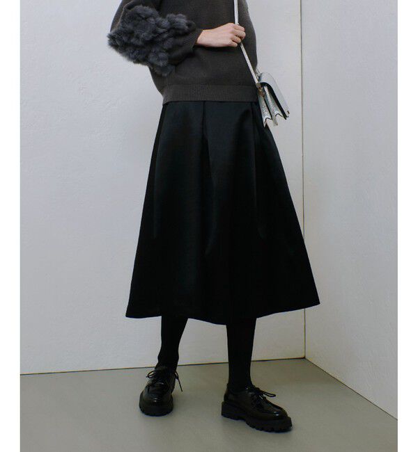 allureville「アセテートサテンボンディングスカート」|フレア|