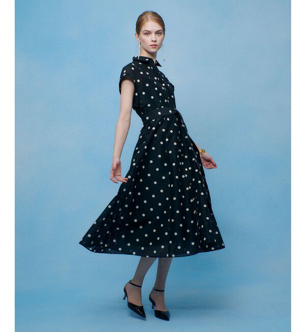 LOULOU WILLOUGHBY「◇【LOULOU WILLOUGHBY】オーガンドットワンピース」|ワンピース|ブラック