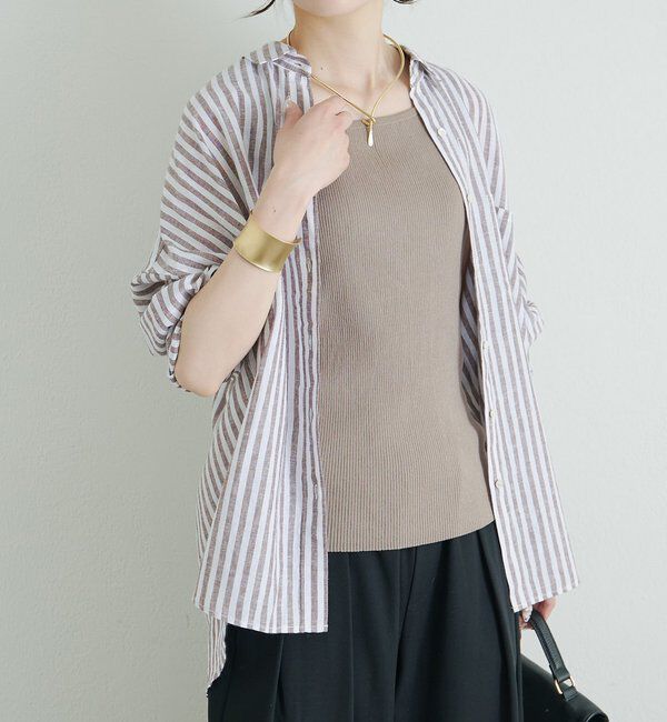  「麻レーヨンストライプシャツ」|シャツ・ブラウス|