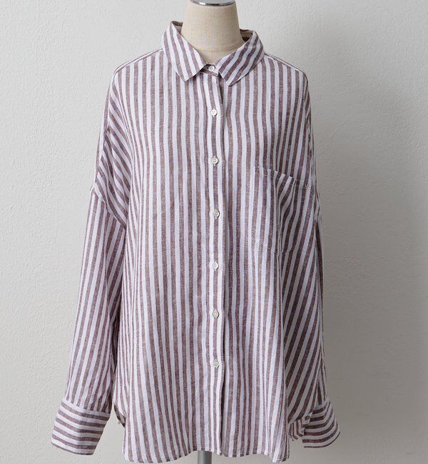  「麻レーヨンストライプシャツ」|シャツ・ブラウス|